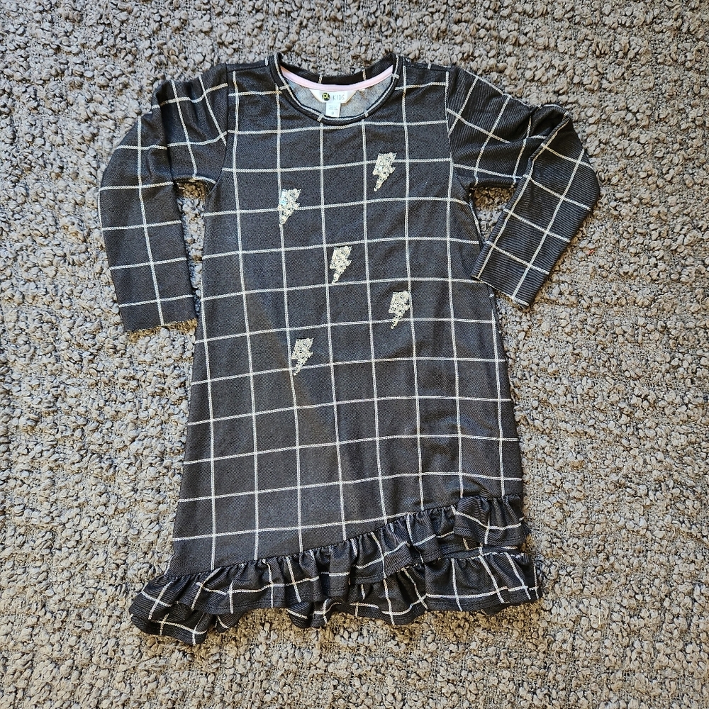 Pl kids Pajama Lightning Bolt Plaid Nightgown 8